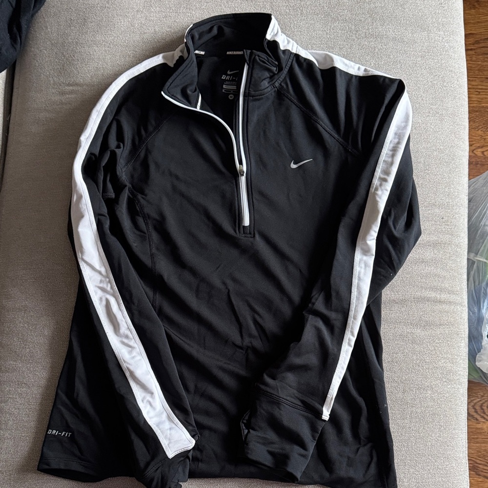 Nike Black and White Quarter-Zip Top